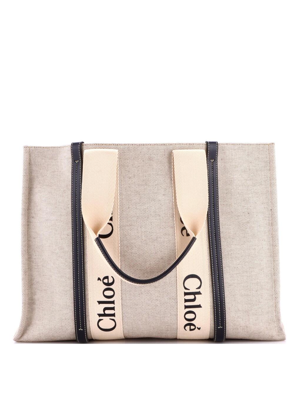 Chloe Woody Tote Canvas With Leather #257001C11B